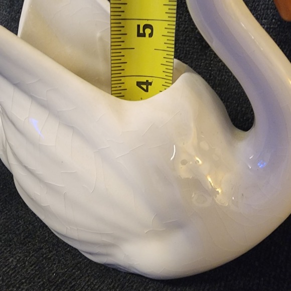 Vintage Large Crackle-Glaze Swan Planter MCM 8" w x 7.7" h - Picture 10 of 13
